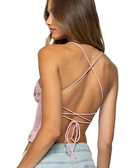 Edikted Women's Quince Backless Embroidered Crochet Top