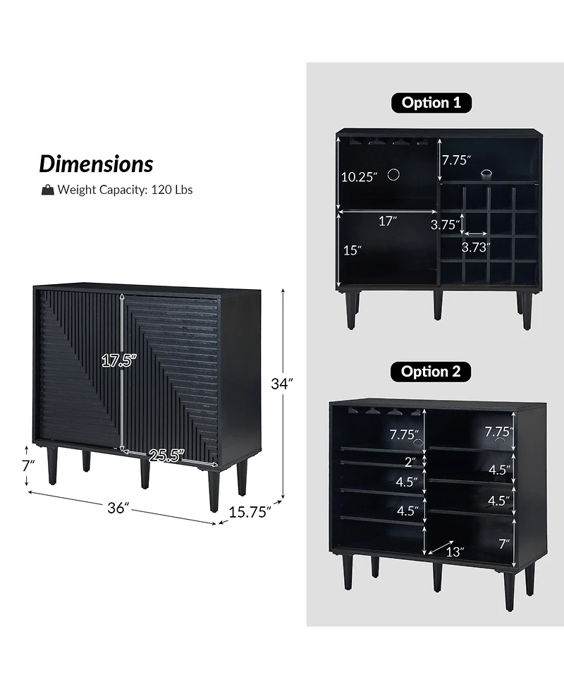Alfred 34" Tall -Door Accent Cabinet with Adjustable Shelves