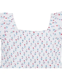 Hope & Henry Little Girls Organic Puff Sleeve Smocked Romper