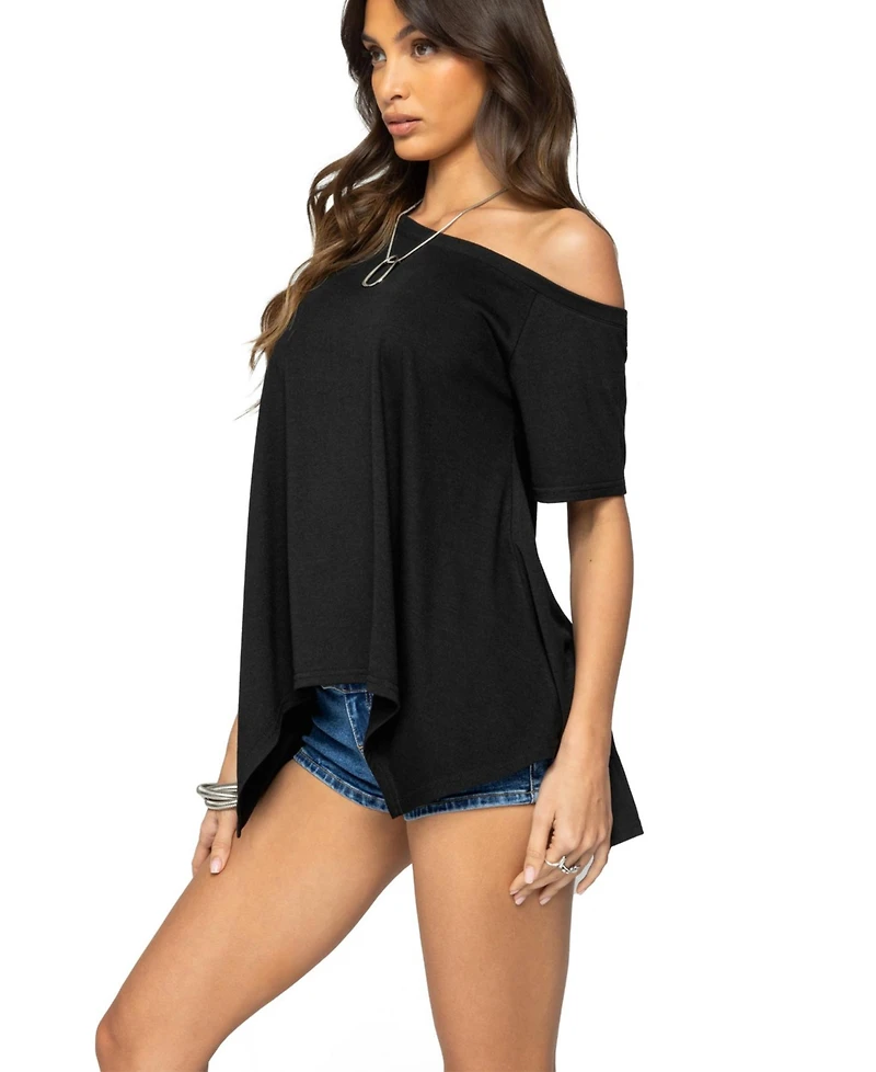 Edikted Womens Josy Off Shoulder Handkerchief Top