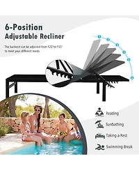 6-Position Chaise Lounge Chairs with Rustproof Aluminium Frame