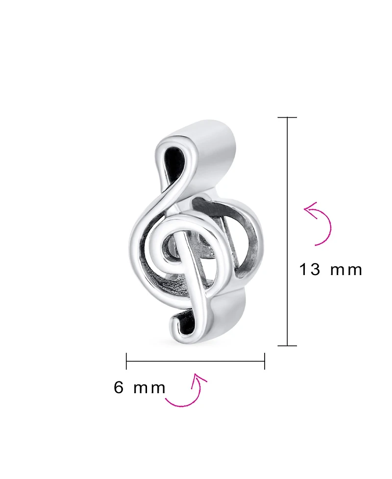 Bling Jewelry Sterling Silver G Clef Musician Charm Bead European Bracelets