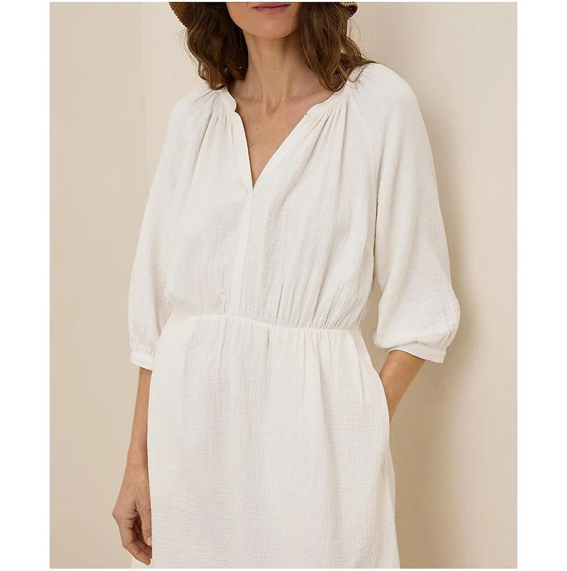Pact Women's Organic Cotton Coastal Double Gauze Peasant Dress
