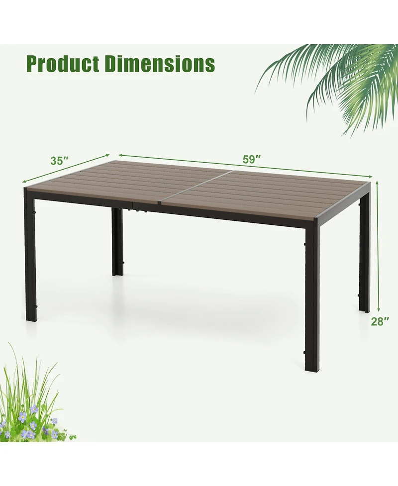 Large Outdoor Rectangle Dining Table with Metal Legs