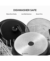 Zuka Everyday Pan 4.25 Qt. Ceramic 10 1 Nonstick Multi-Functional Saute with Lid, Nylon Spoon, & Steamer Basket