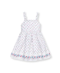 Hope & Henry Little Girls Sleeveless Bow Strap Border Hem Sundress