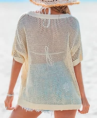 Cupshe Women's Fresh Florals Short Sleeve Knit Cover-Up Top