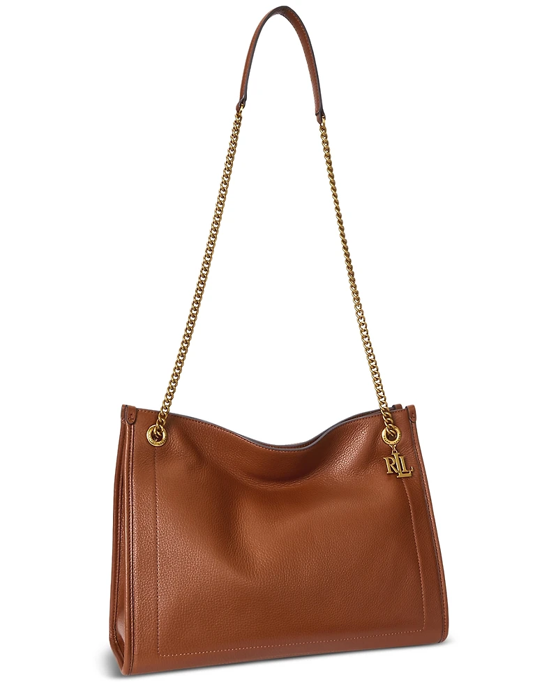 Lauren Ralph Bradley Large Pebbled Leather Tote Bag