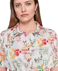 Karl Lagerfeld Paris Plus Conversational Belted Shirtdress