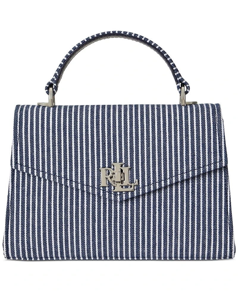 Lauren Ralph Lauren Striped Canvas Small Farrah Satchel