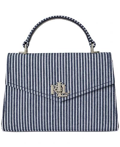Lauren Ralph Lauren Striped Canvas Small Farrah Satchel