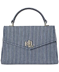 Lauren Ralph Lauren Striped Canvas Small Farrah Satchel