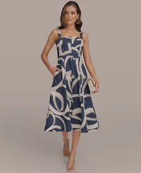 Donna Karan New York Women's Printed A-Line Midi Dress