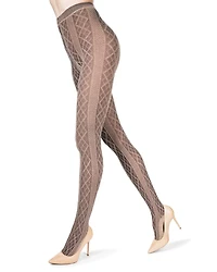 MeMoi Women's Crossing Diamond Patterned Sweater Tights Mo-389