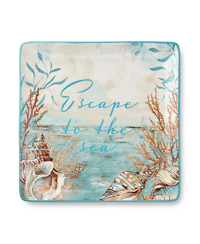Certified International Escape to the Sea Square Platter