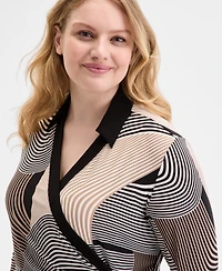 Anne Klein Plus Printed 3/4-Sleeve Wrap Top