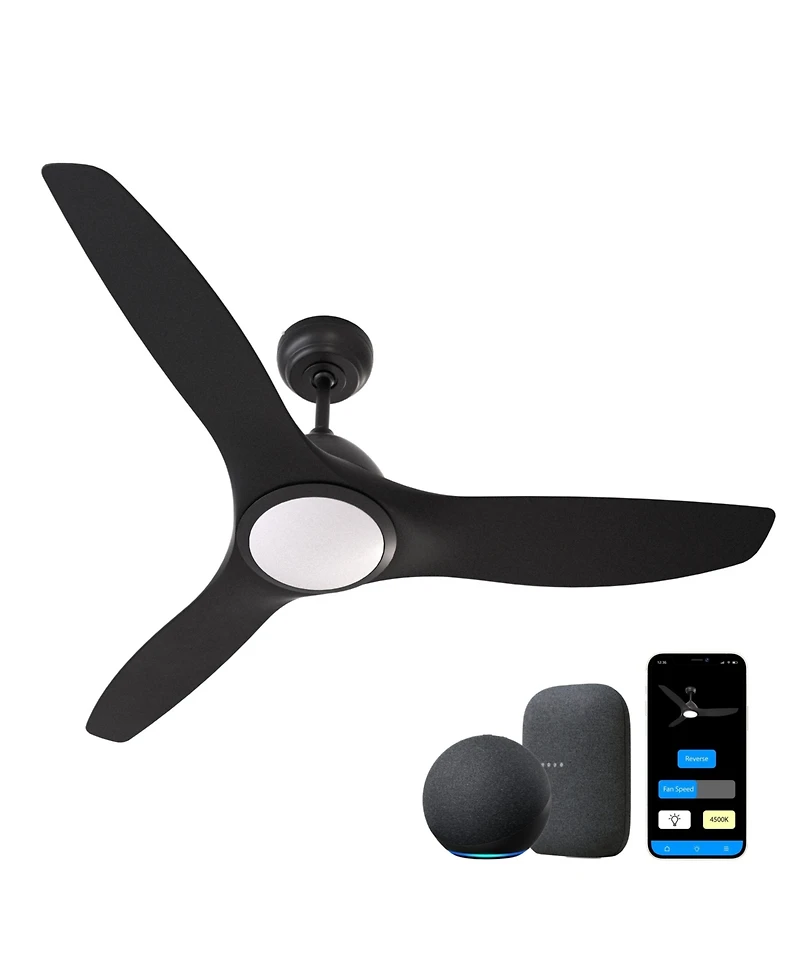 All Seasons 52" Ceiling Fan with Light, Quiet, Alexa/Google, 3 Color Led Lights