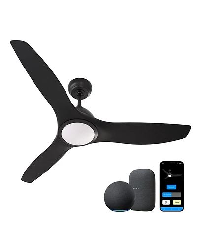 All Seasons 52" Ceiling Fan with Light, Quiet, Alexa/Google, 3 Color Led Lights