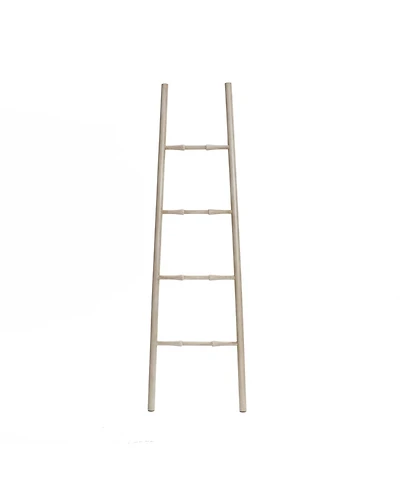 LuxenHome Rustic Birch Wood 4-Rung Blanket Ladder