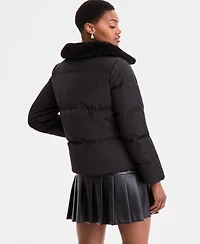 Dkny Women's Faux-Fur-Collar Zip-Front Puffer Coat