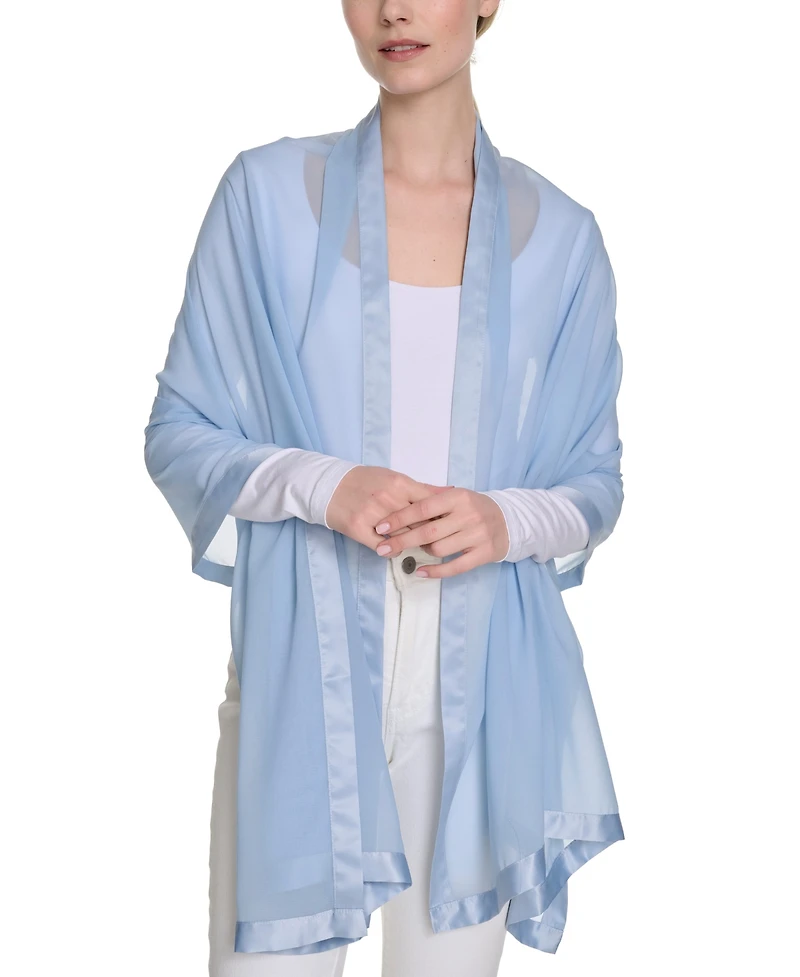 Calvin Klein Elegant Satin-Trim Chiffon Evening Wrap