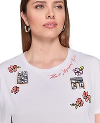 Karl Lagerfeld Paris Plus Embroidered Crewneck Tee