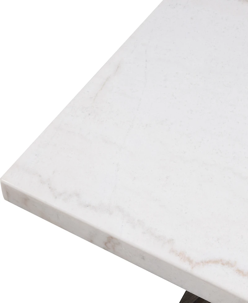 Furniture of America 24.5" Marble Evangeline Genuine Top Square End Table