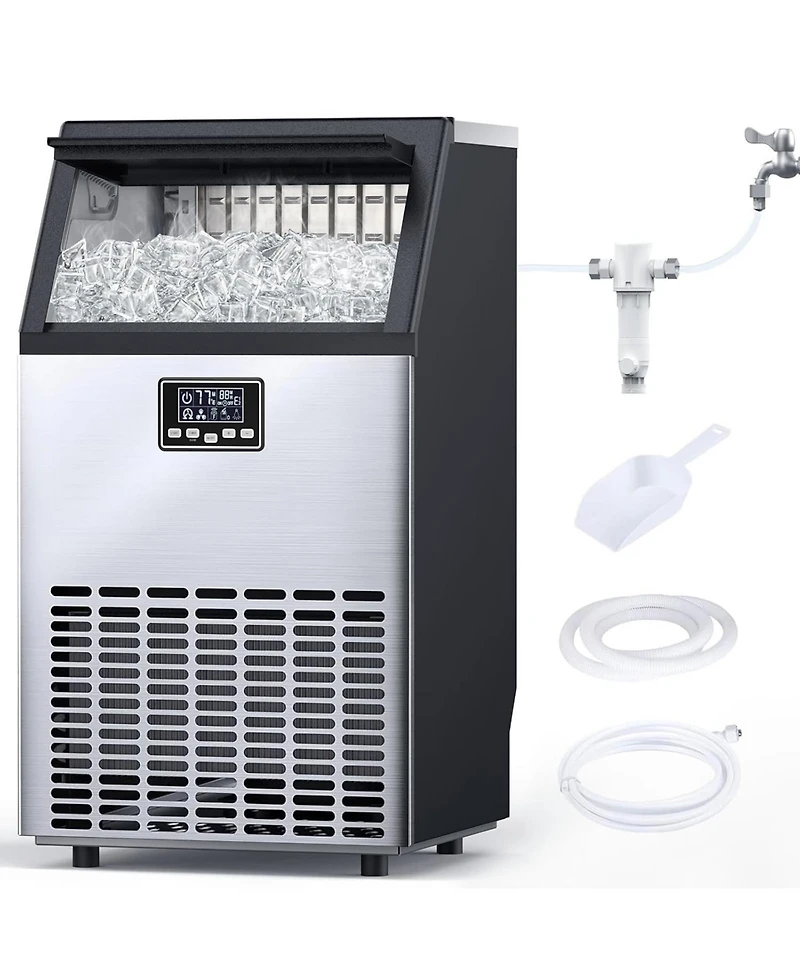 Cowsar 100lbs/Day Commercial Crescent Ice Machine | Dual-Position Undercounter/Freestanding | Adjustable Ice Thickness | Bar & Cafe Use