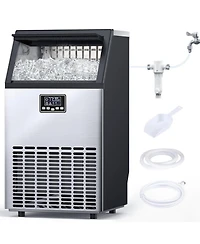 Cowsar 100lbs/Day Commercial Crescent Ice Machine | Dual-Position Undercounter/Freestanding | Adjustable Ice Thickness | Bar & Cafe Use
