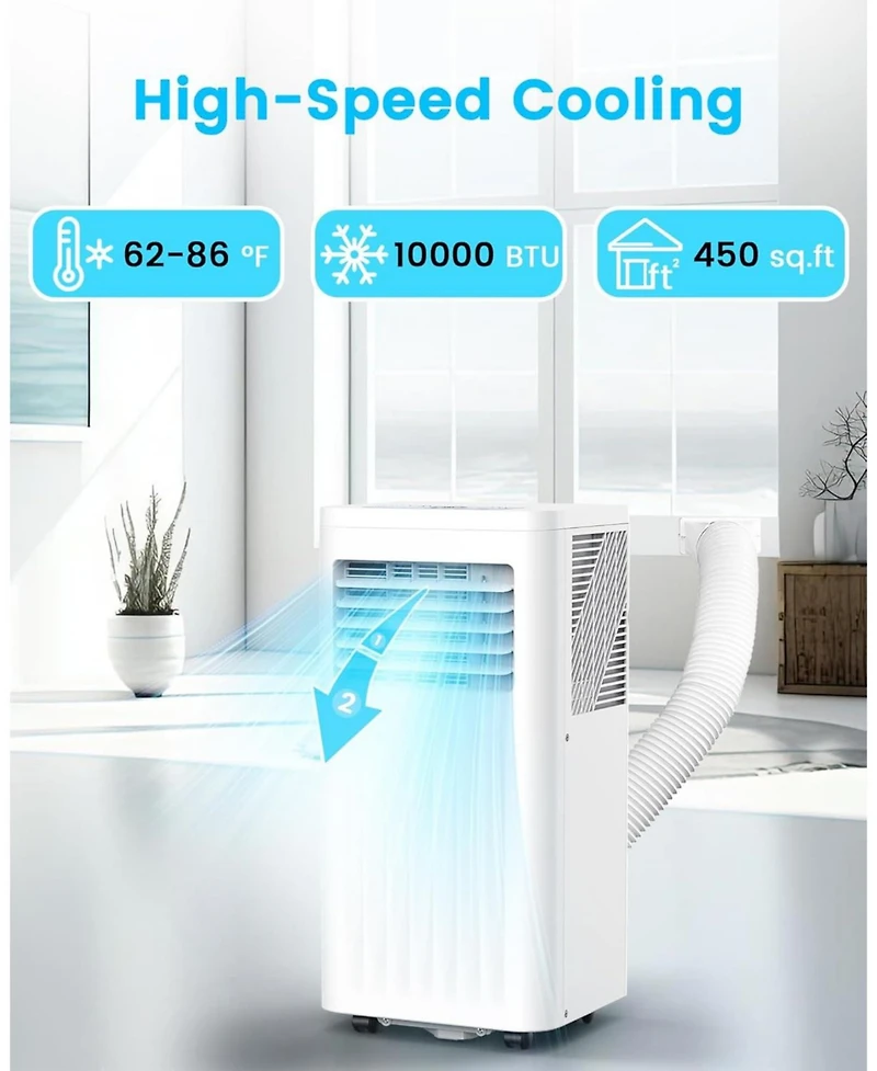 Cowsar 10000 Btu Portable Air Conditioners, 4 Modes portable Ac with Cooling, Fan, Dehumidifier & Sleep Mode, Cooling up to 450 Sq.Ft. with 24H Timer/