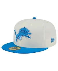 New Era Men's White/Blue Detroit Lions Main 59FIFTY Fitted Hat