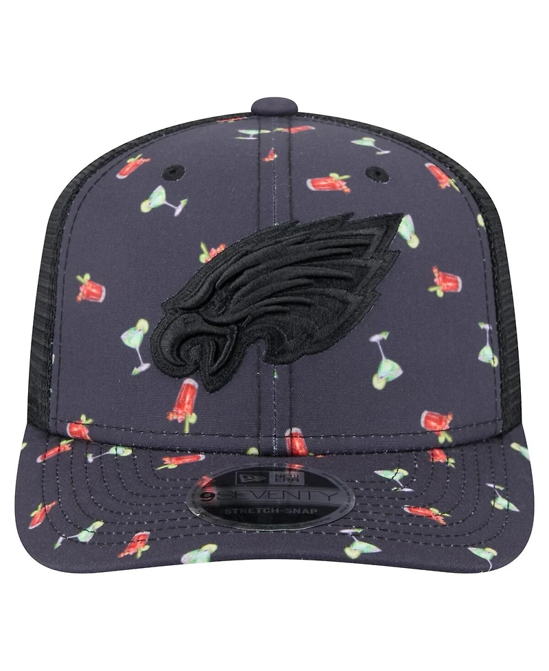 New Era Men's Navy/Black Philadelphia Eagles Adventure Drinks Pattern 9SEVENTY Stretch-Snap Hat