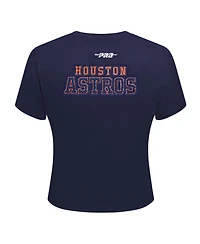 Pro Standard Women's Navy Houston Astros Game Day Classics Baby Doll Cropped T-Shirt