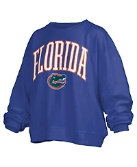Pressbox Women's Royal Florida Gators Janise Arch Over Logo Waist Length Oversized Pullover Sweatshirt