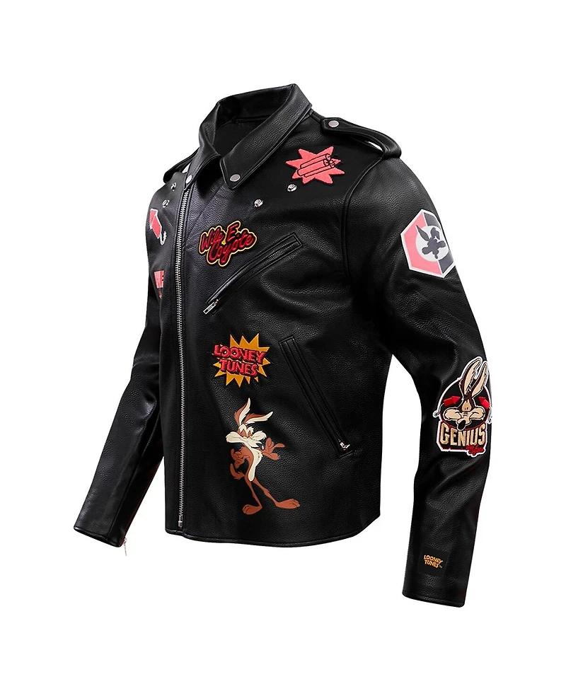 Freeze Max Men's Black Looney Tunes Graphic Biker Full-Zip Jacket