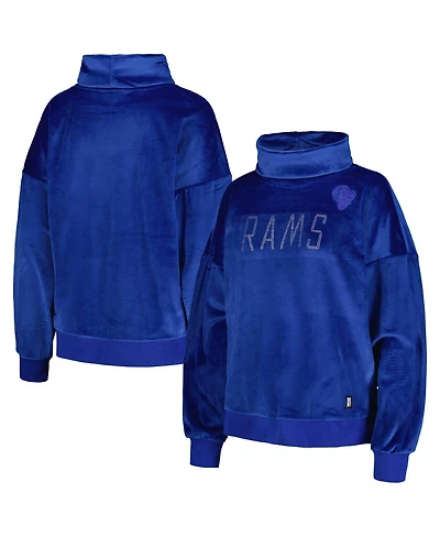 Dkny Women's Royal Los Angeles Rams Deliliah Rhinestone Funnel Neck Pullover Sweatshirt