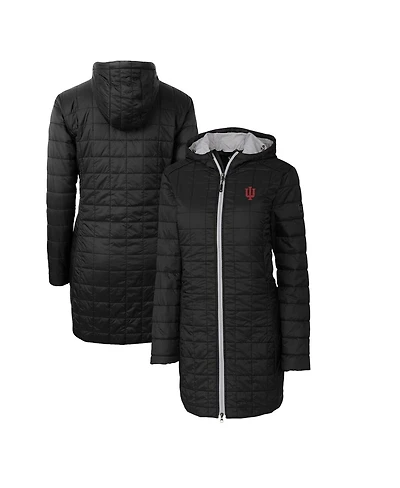 Cutter & Buck Women's Black Indiana Hoosiers Rainier PrimaLoft Eco Hooded Long Coat