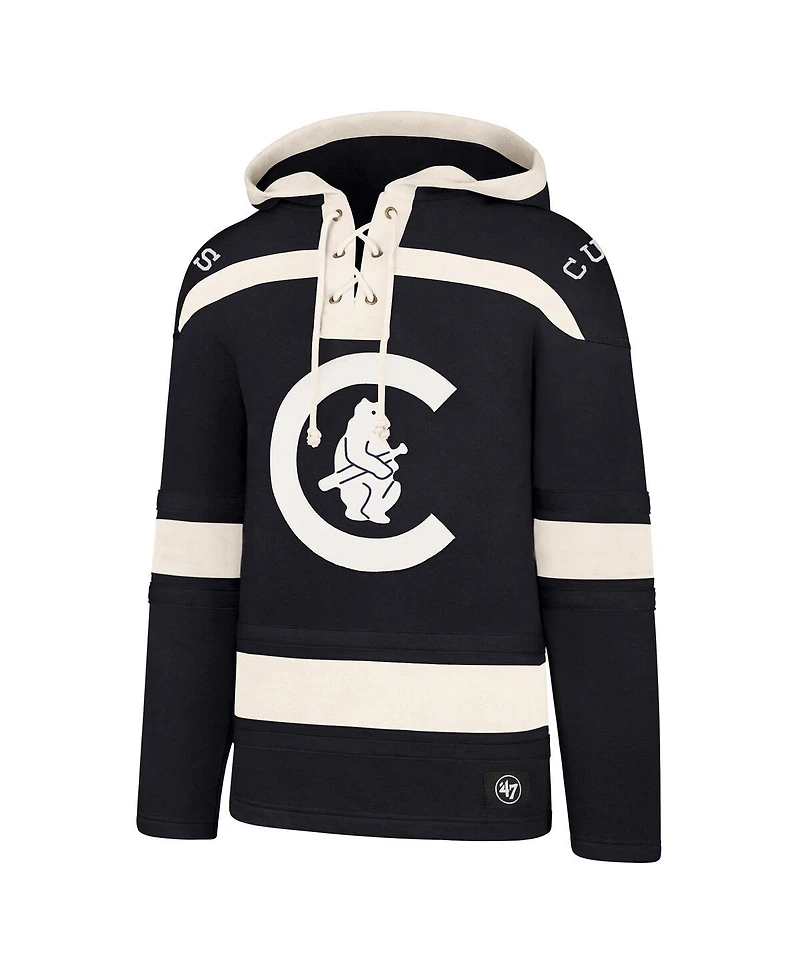 '47 Brand Men's Navy Chicago Cubs Superior Lacer Pullover Hoodie