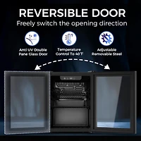 Cowsar 1.7 Cu.ft Beverage Refrigerator Cooler, 68 Can Mini Fridge Glass Door with Adjustable Shelves, Digital Temperature Display, Freestanding Small