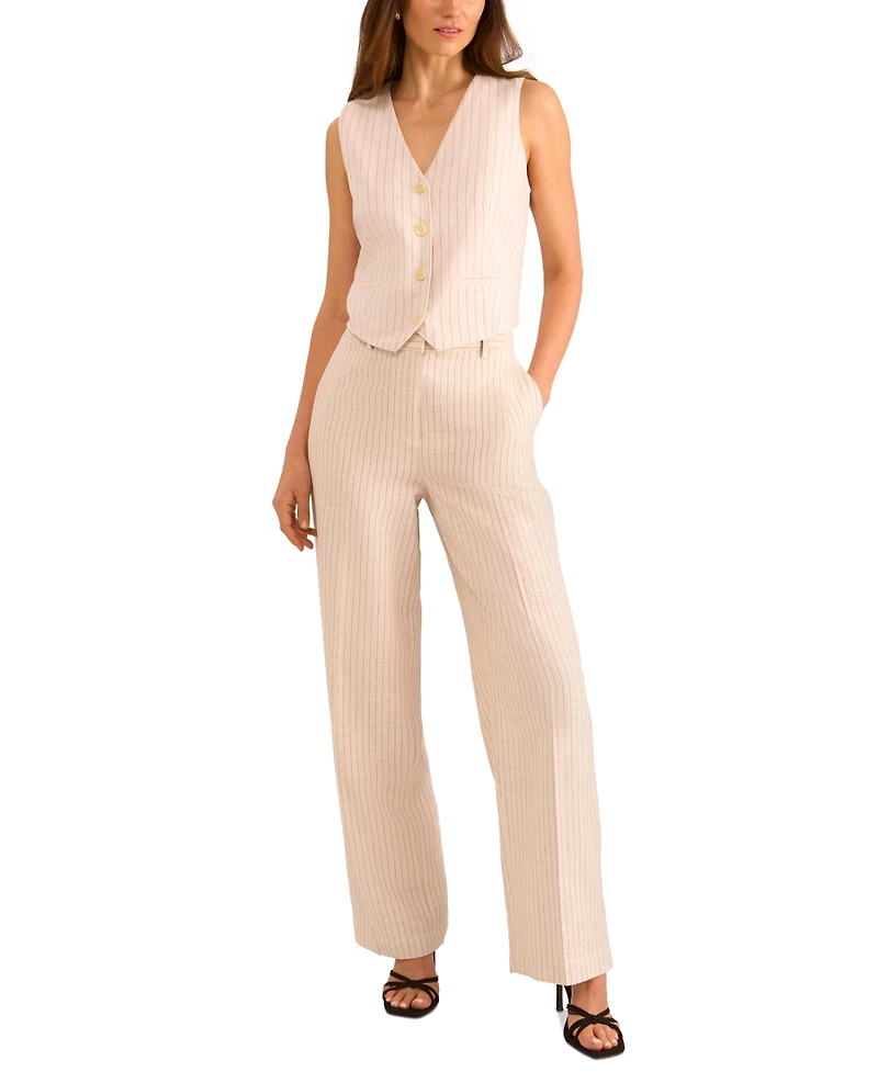 Vince Camuto Women's High-Rise Pinstriped Wide-Leg Pants