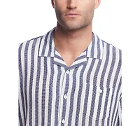 Weatherproof Vintage Men's Airtex Short Sleeve Striped Button-Front Camp Shirt