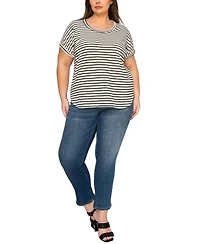 Coin 1804 Plus Cotton Stripe Dolman Short Sleeve Top