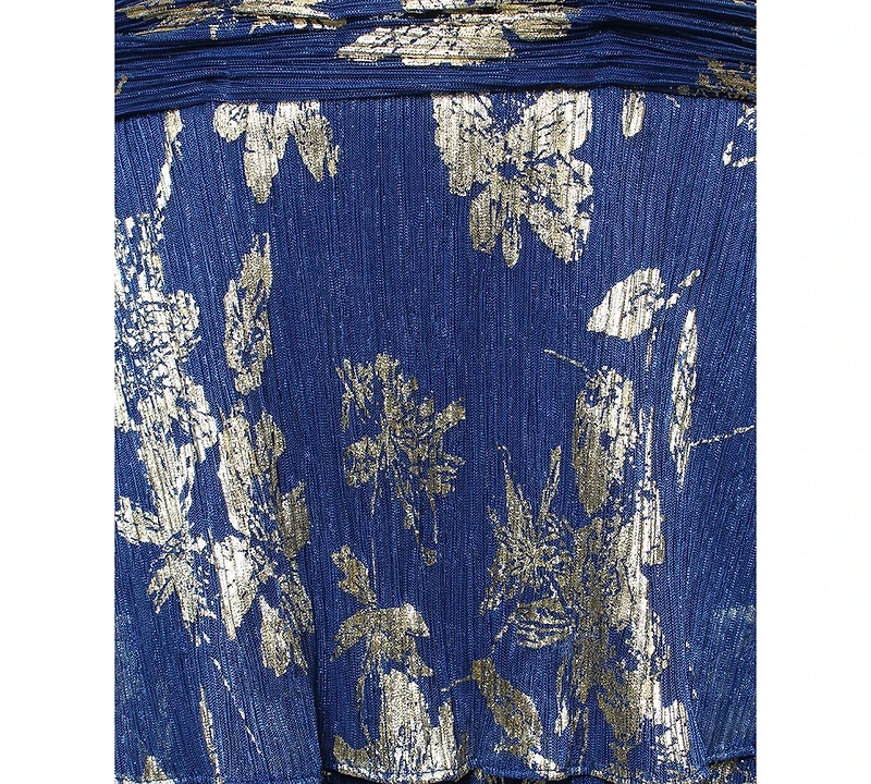 Sl Fashions Women's Floral Surplice-Neck Tiered Dress