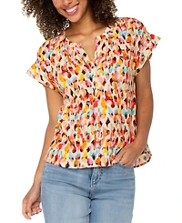 Liverpool Los Angeles Petite Printed Popover Top