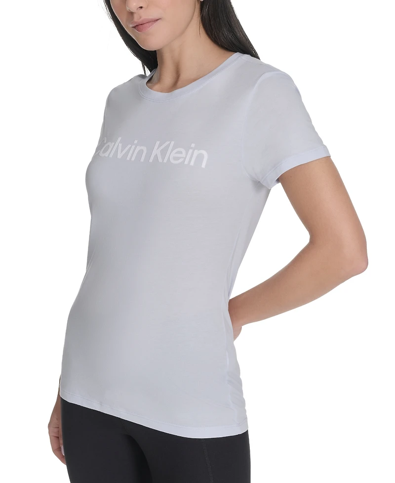 Calvin Klein Performance Women's Flocked-Logo Crewneck T-Shirt