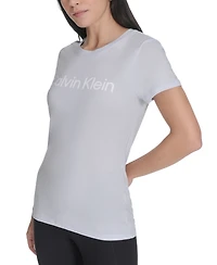 Calvin Klein Performance Women's Flocked-Logo Crewneck T-Shirt