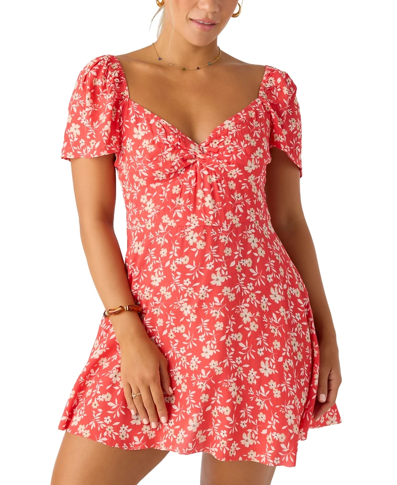 O'Neill Juniors' Carina Printed Puff-Sleeve Mini Dress