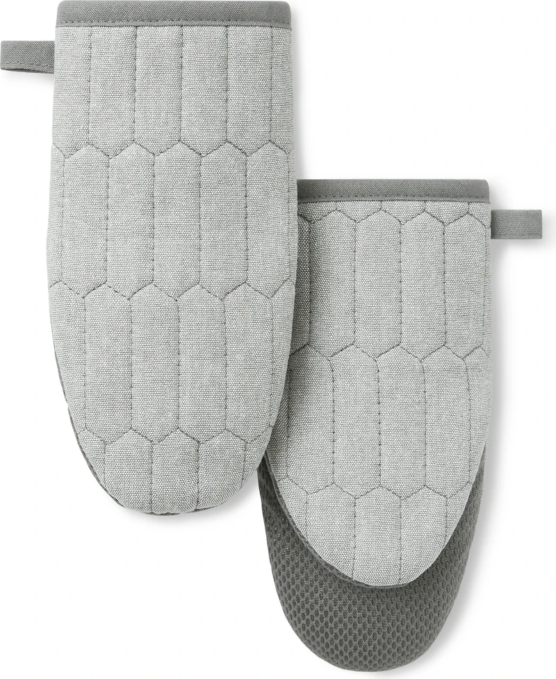 Martha Stewart Honeycomb Quilted Chambray Mini Oven Mitt Set
