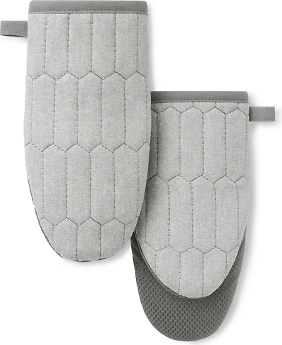 Martha Stewart Honeycomb Quilted Chambray Mini Oven Mitt Set