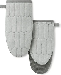 Martha Stewart Honeycomb Quilted Chambray Mini Oven Mitt Set